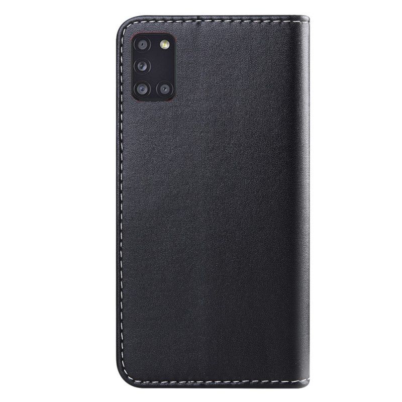 Folio Deksel Samsung Galaxy A31 Svart Trefarget Skinneffekt