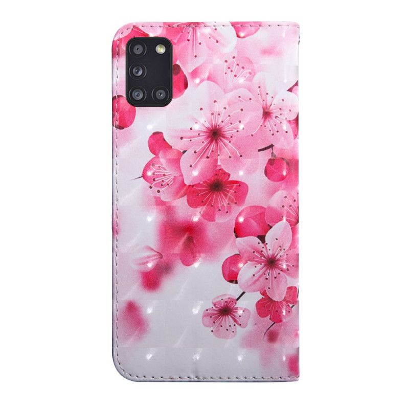 Lærdeksel Folio Deksel Samsung Galaxy A31 Rosa Blomster