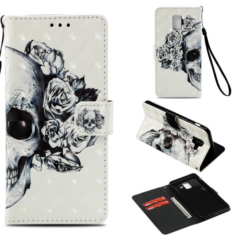 Folio Deksel Samsung Galaxy A6 3D Blomsterskalle