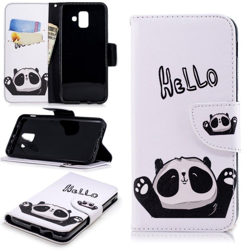 Folio Deksel Samsung Galaxy A6 Hallo Panda Anti-fall