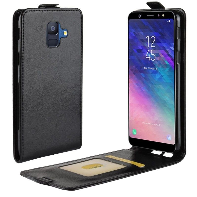 Folio Deksel Samsung Galaxy A6 Svart Sammenleggbar Skinneffekt
