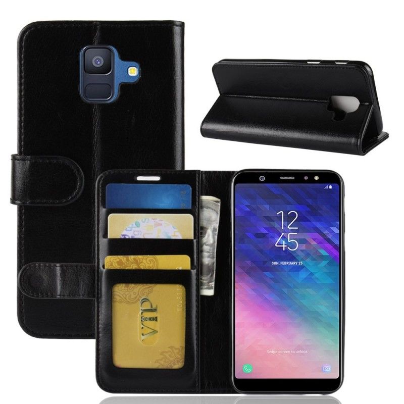 Folio Deksel Samsung Galaxy A6 Svart Skinneffekt