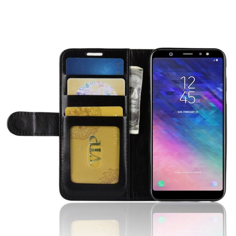 Folio Deksel Samsung Galaxy A6 Svart Skinneffekt