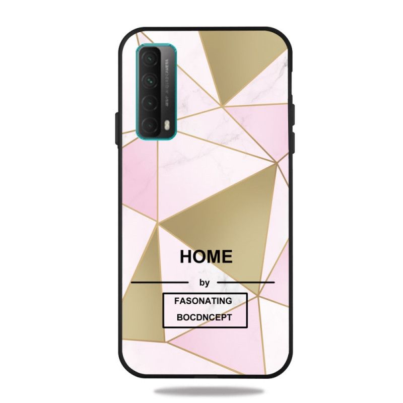 Deksel for Huawei P Smart 2021 Rosa Marmor Geometri Melding