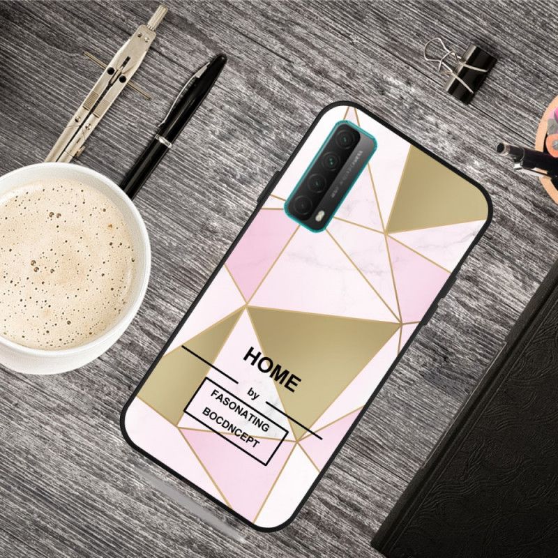 Deksel for Huawei P Smart 2021 Rosa Marmor Geometri Melding