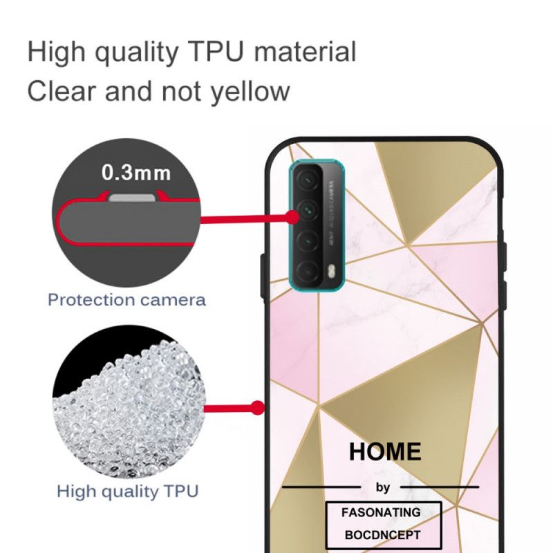 Deksel for Huawei P Smart 2021 Rosa Marmor Geometri Melding