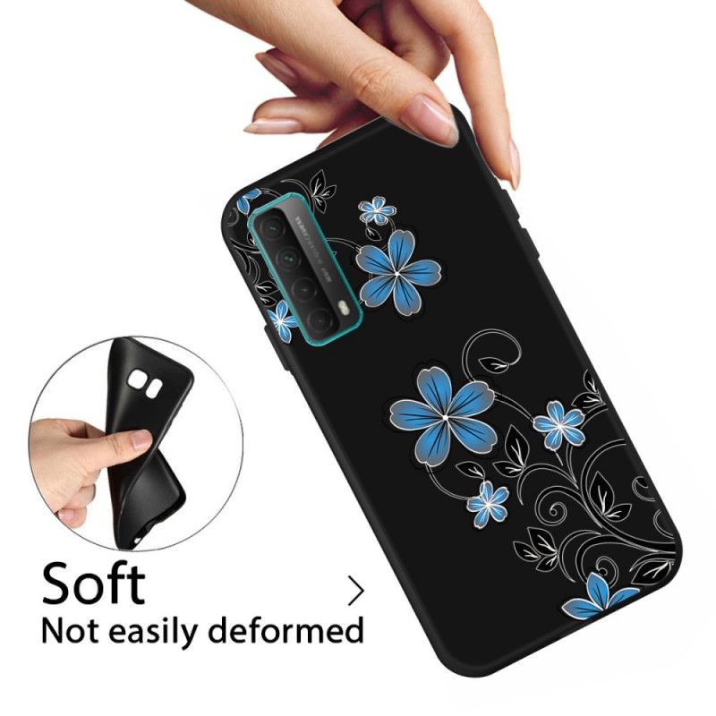 Deksel Huawei P Smart 2021 Blå Blomster Anti-fall