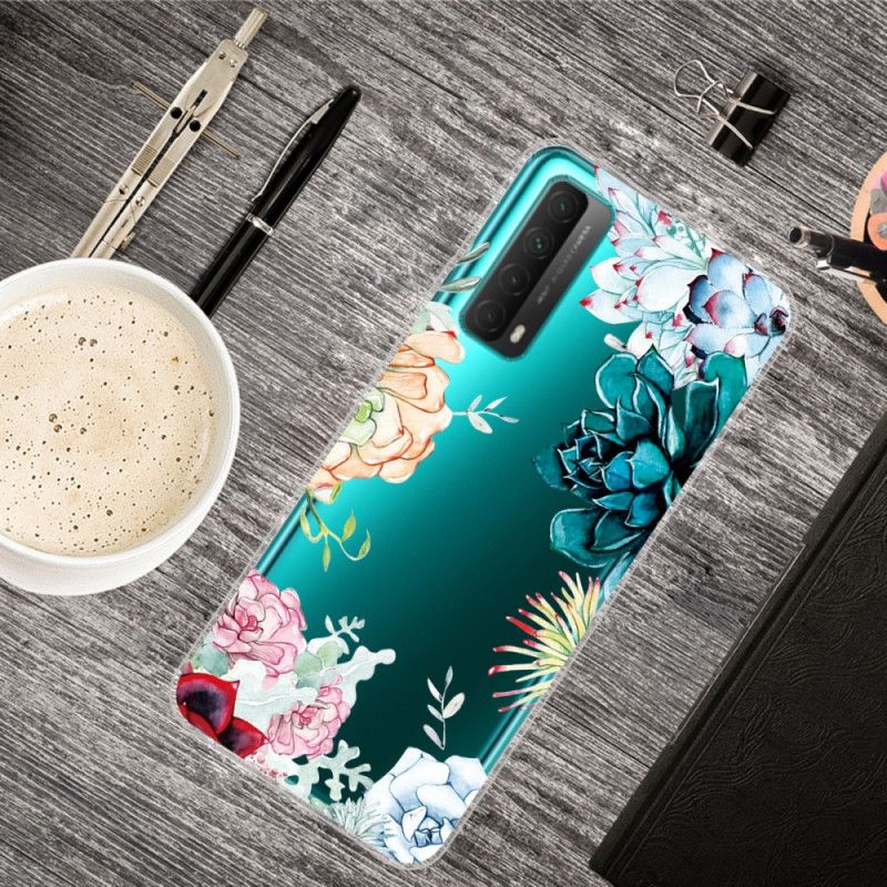 Deksel Huawei P Smart 2021 Gjennomsiktige Akvarellblomster