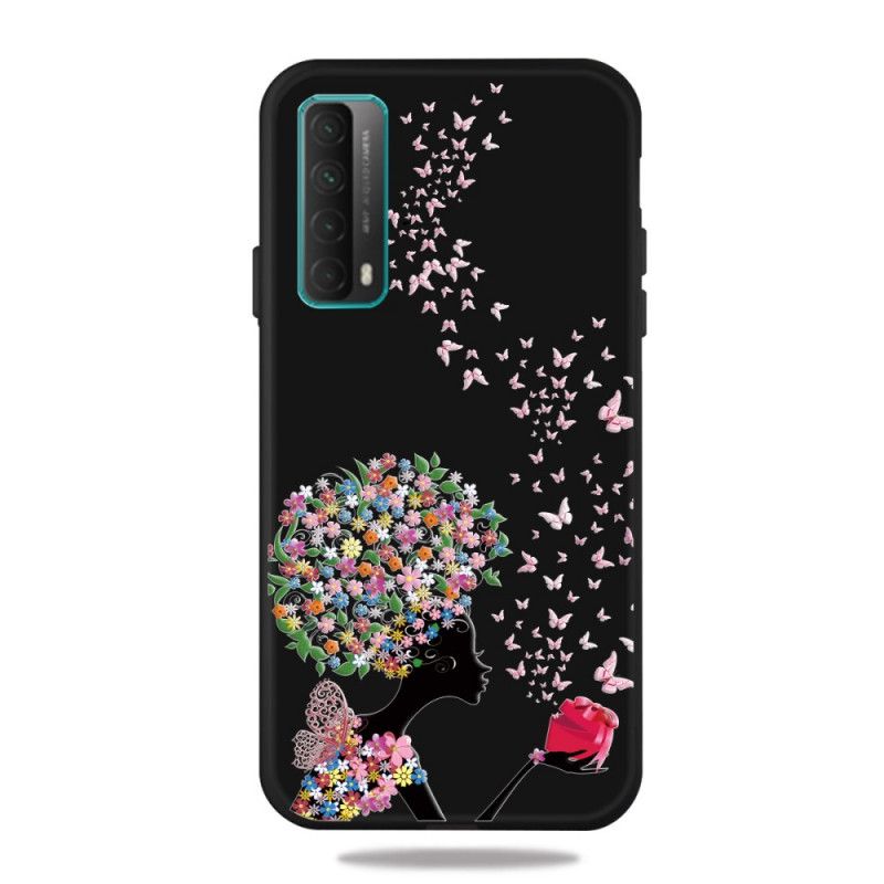 Deksel Huawei P Smart 2021 Kvinne Med Blomsterhode