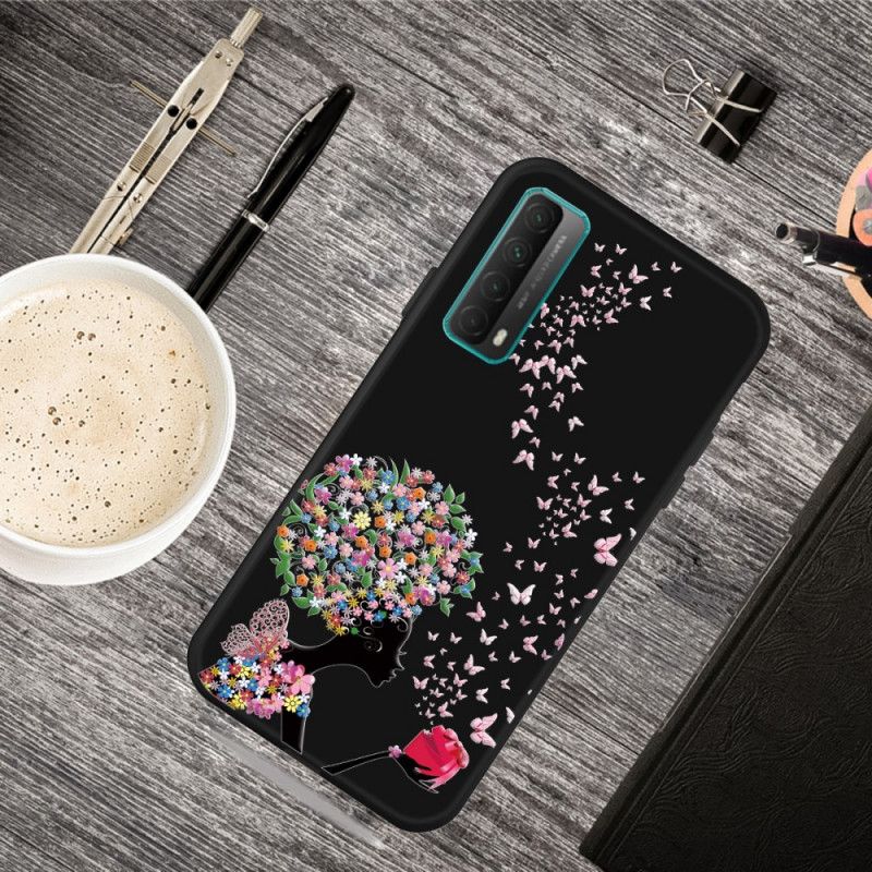 Deksel Huawei P Smart 2021 Kvinne Med Blomsterhode