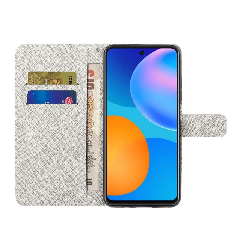 Folio Deksel for Huawei P Smart 2021 Diamantsommerfugler Med Tanga