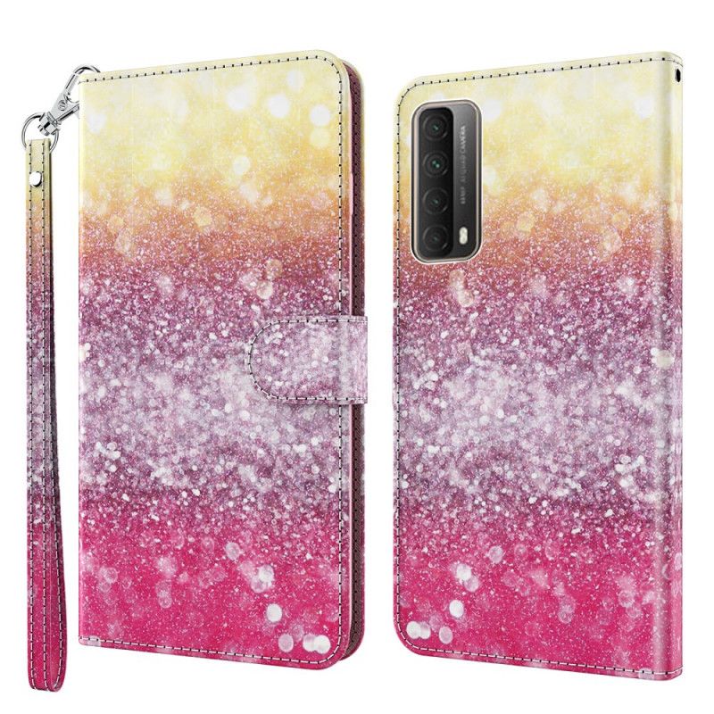 Folio Deksel for Huawei P Smart 2021 Magenta Glittergradient