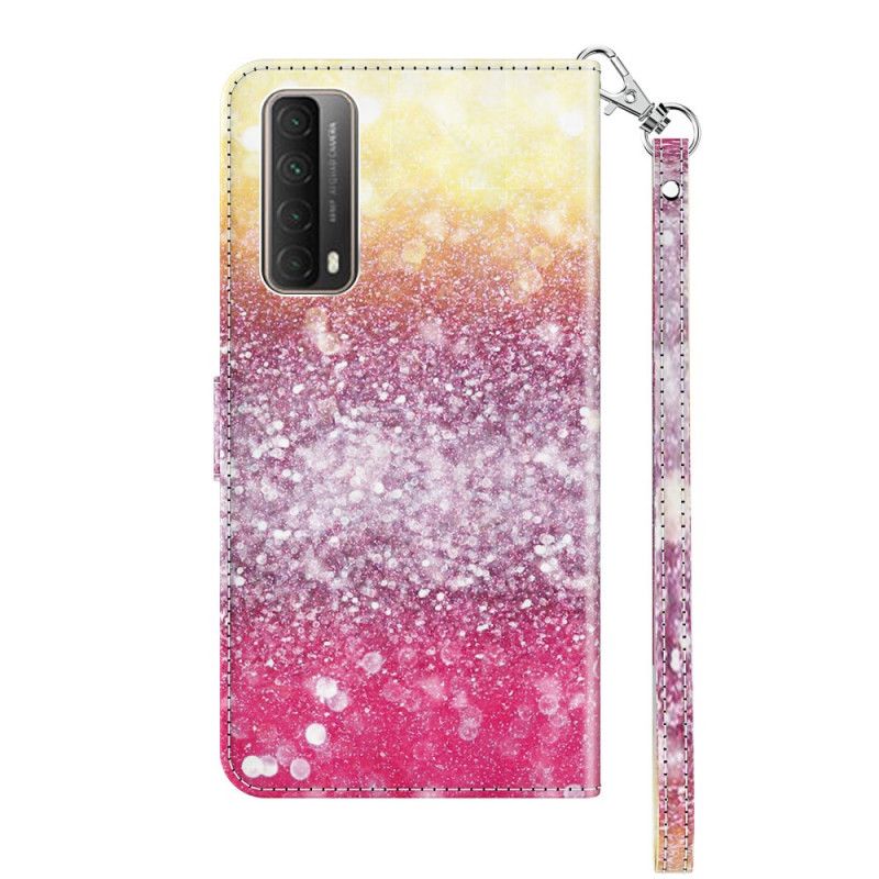 Folio Deksel for Huawei P Smart 2021 Magenta Glittergradient