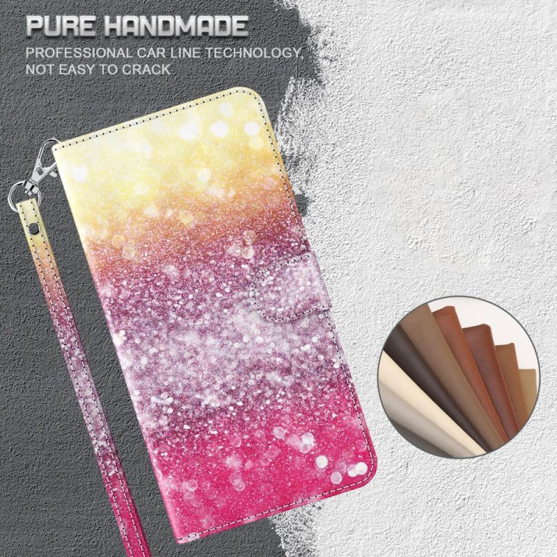 Folio Deksel for Huawei P Smart 2021 Magenta Glittergradient