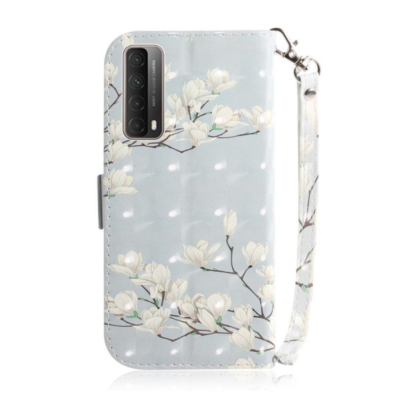 Folio Deksel Huawei P Smart 2021 Blomstrende Tre Med Tanga