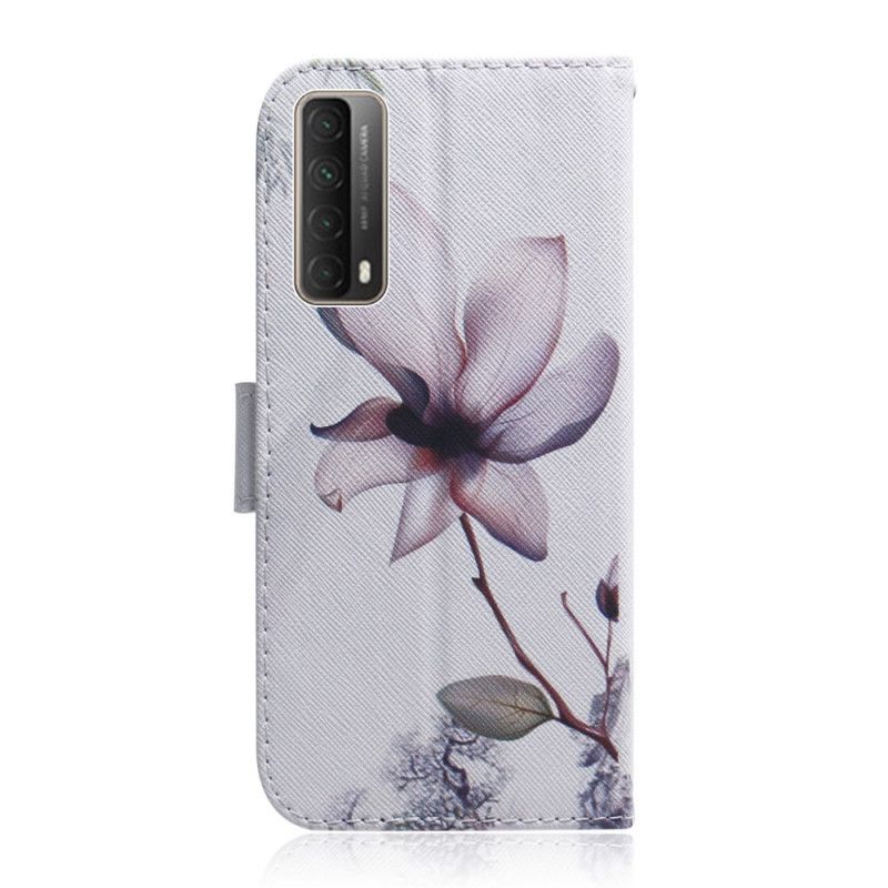 Folio Deksel Huawei P Smart 2021 En Rosa Blomst