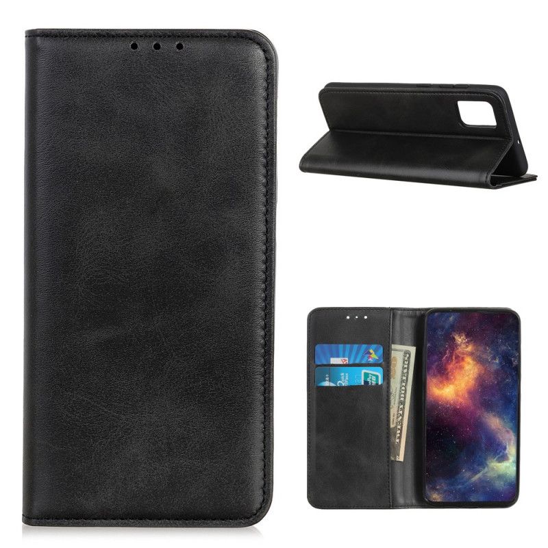 Folio Deksel Huawei P Smart 2021 Svart Elegant Delt Skinn