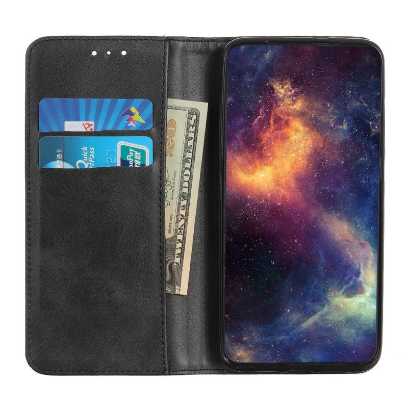 Folio Deksel Huawei P Smart 2021 Svart Elegant Delt Skinn