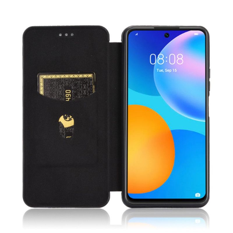 Folio Deksel Huawei P Smart 2021 Svart Karbonfiber Beskyttelse