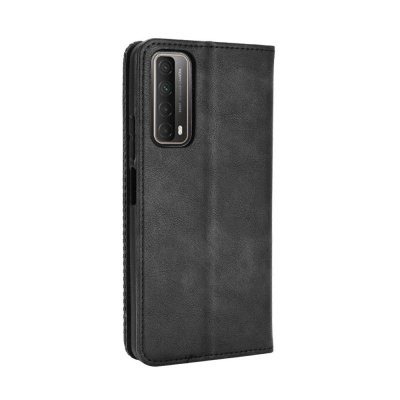 Folio Deksel Huawei P Smart 2021 Svart Stilisert Vintage Skinneffekt