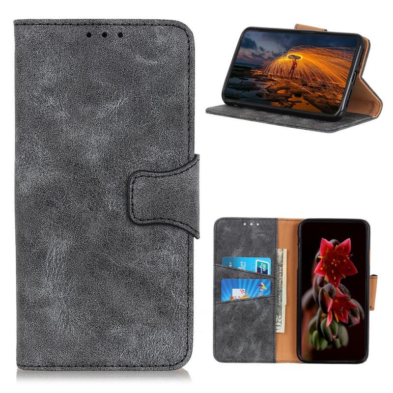 Folio Deksel Huawei P Smart 2021 Svart Vintage Delt Skinn