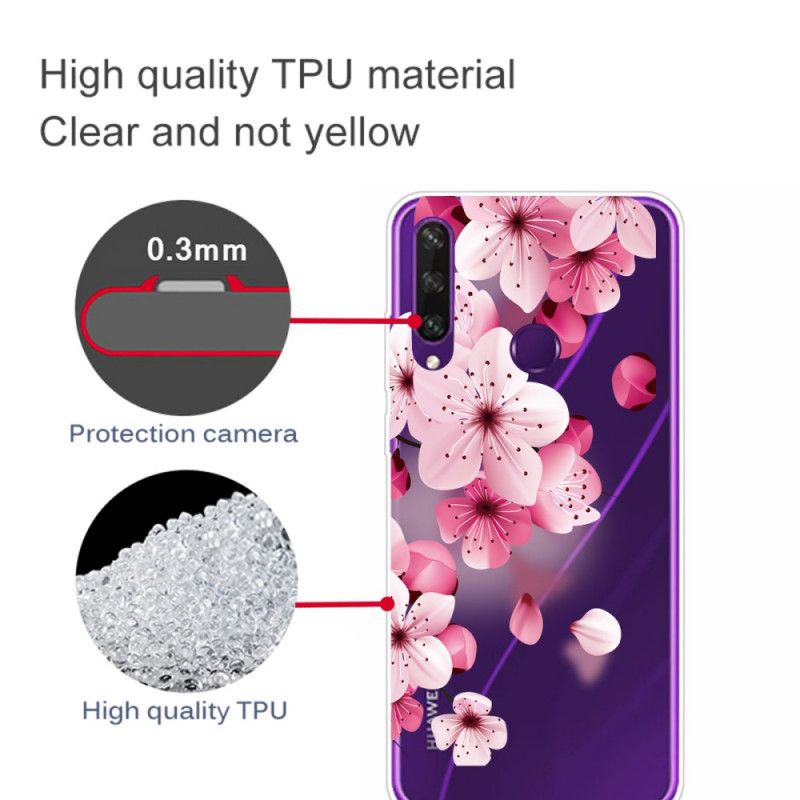 Deksel for Huawei Y6p Magenta Premium Blomster