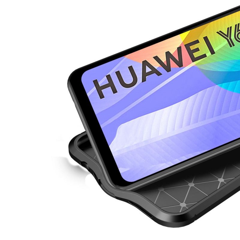 Deksel for Huawei Y6p Svart Dobbeltlinje Litchi-Effekt