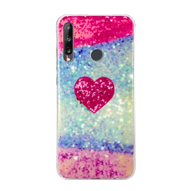 Deksel Huawei Y6p Lilla Glitterhjerte