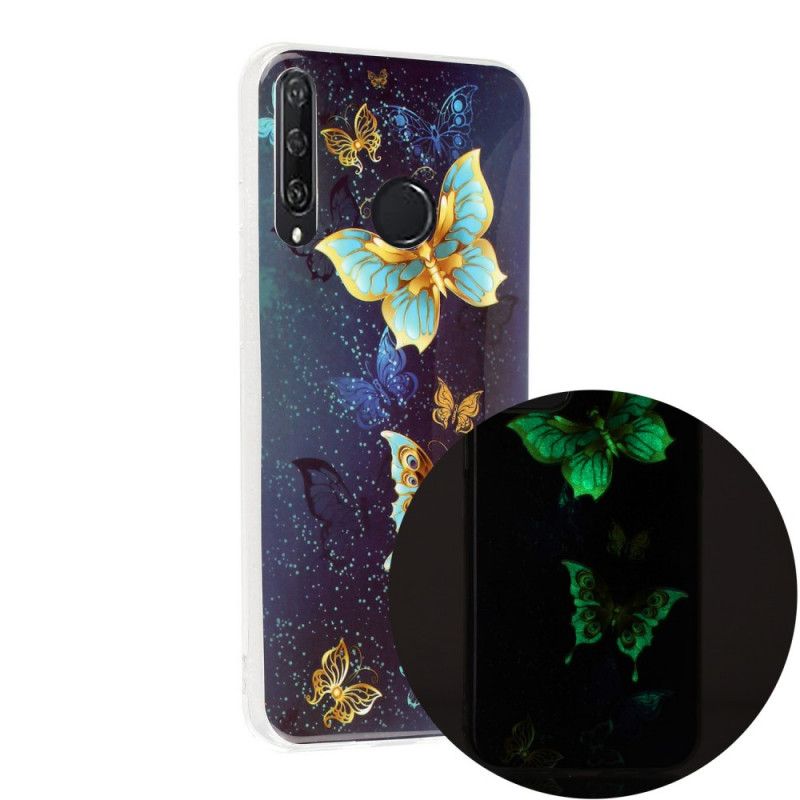 Deksel Huawei Y6p Lyseblå Fluorescerende Sommerfugleserie Beskyttelse