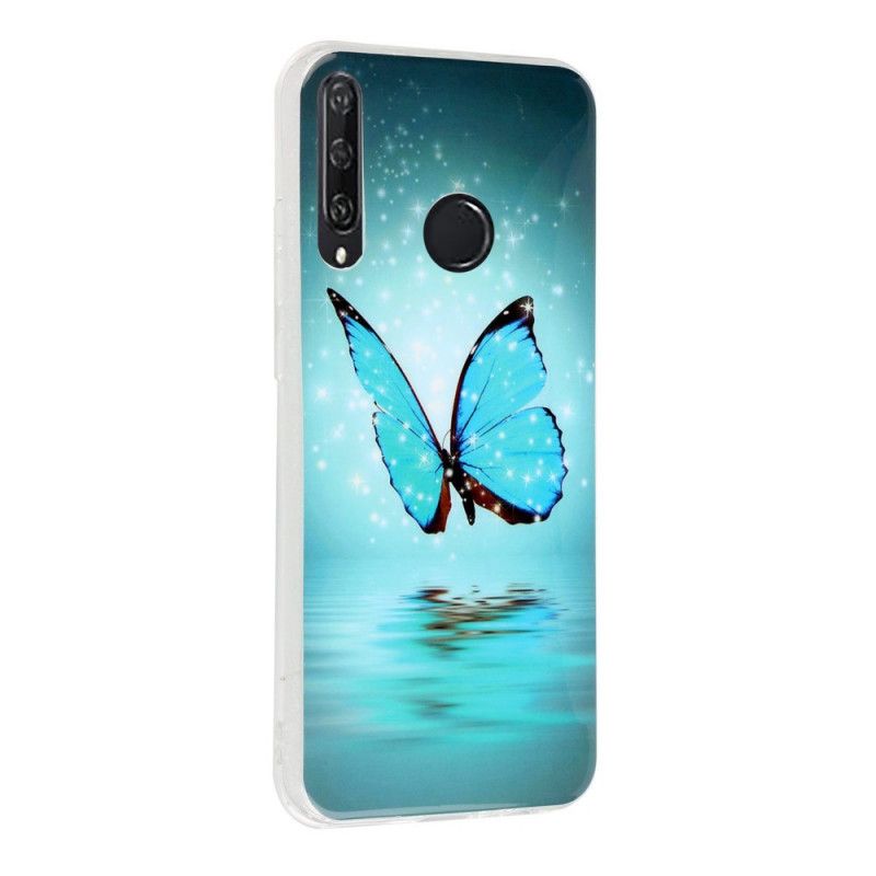 Deksel Huawei Y6p Mobildeksel Fluorescerende Blå Sommerfugl