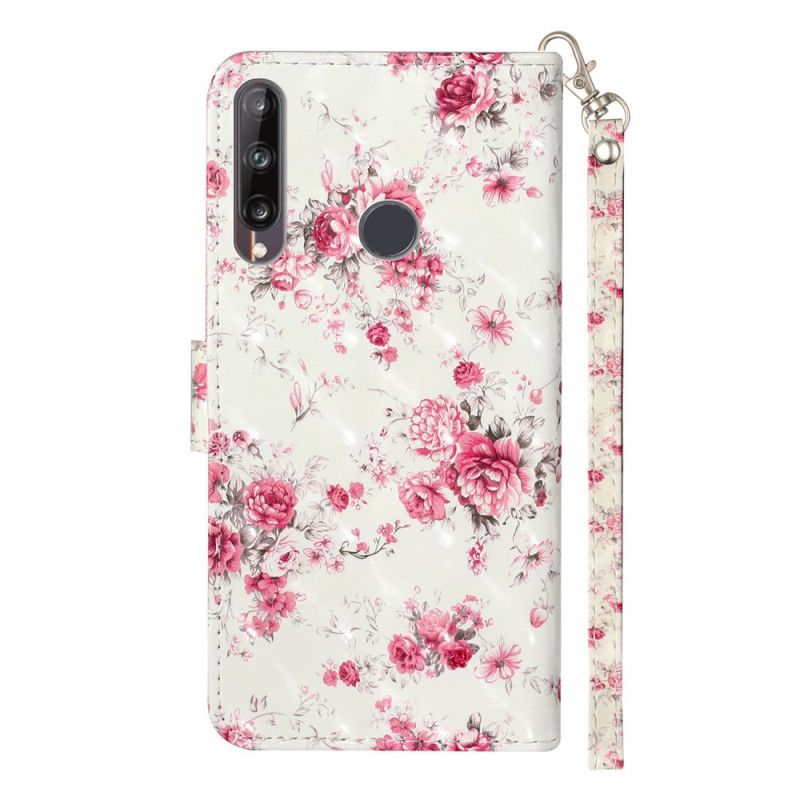 Folio Deksel Huawei Y6p Blomster Lette Flekker Med Stropp