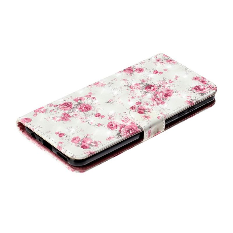 Folio Deksel Huawei Y6p Blomster Lette Flekker Med Stropp