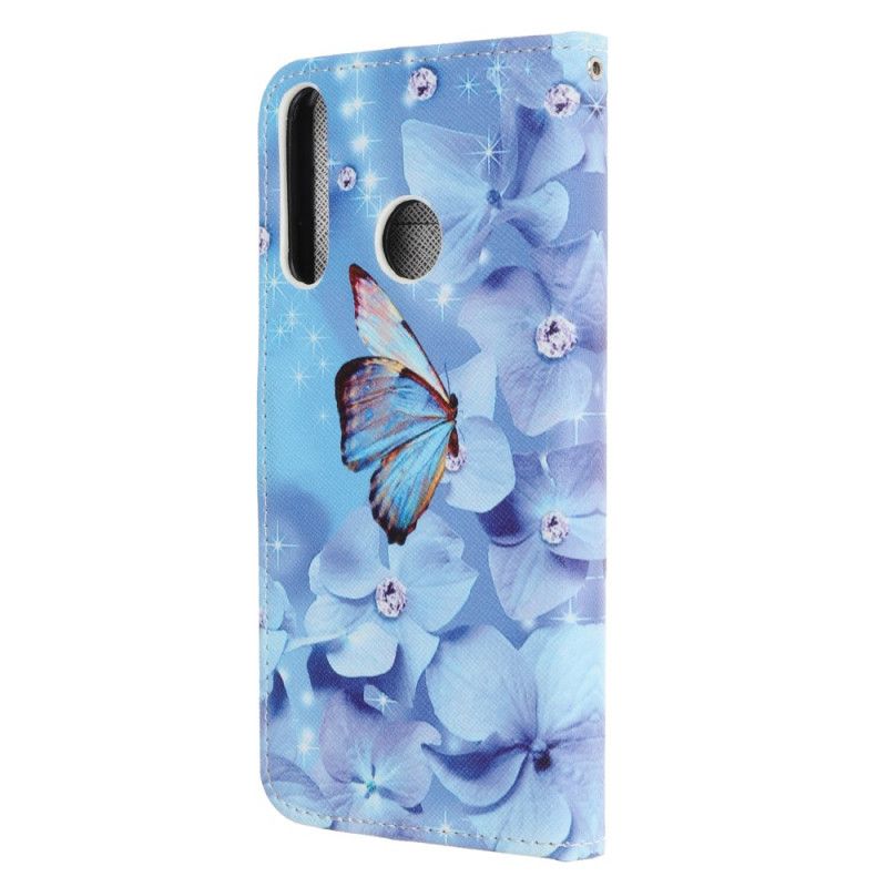 Folio Deksel Huawei Y6p Diamantsommerfugler Med Tanga