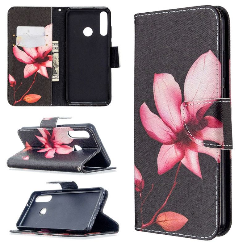 Folio Deksel Huawei Y6p Rosa Blomst Anti-fall