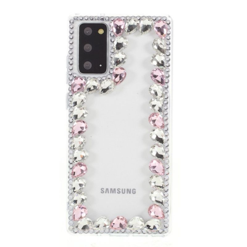 Deksel Samsung Galaxy Note 20 Rød Rhinestone Omriss Anti-fall