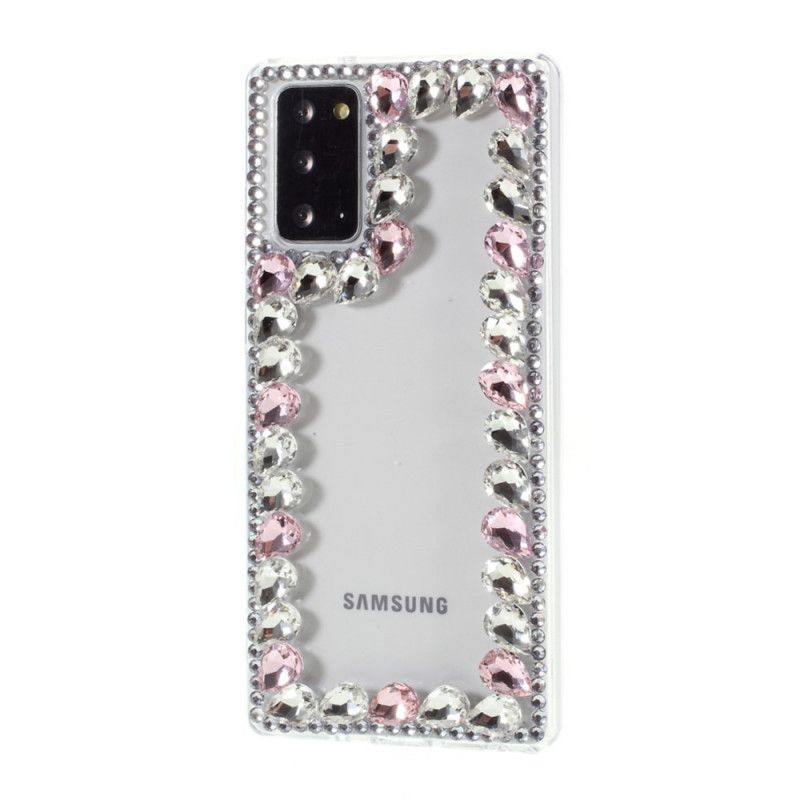 Deksel Samsung Galaxy Note 20 Rød Rhinestone Omriss Anti-fall