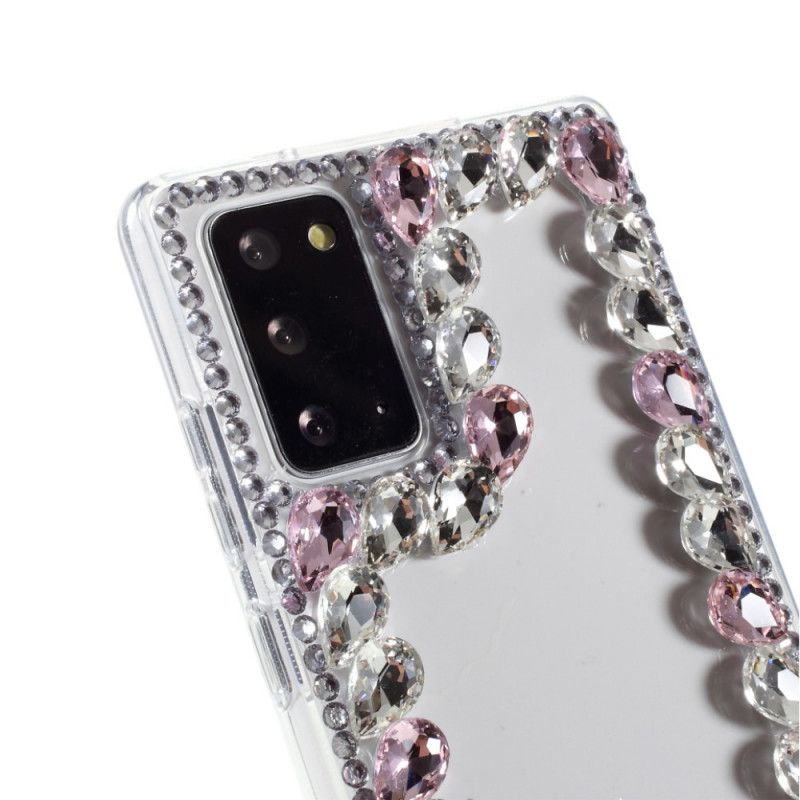 Deksel Samsung Galaxy Note 20 Rød Rhinestone Omriss Anti-fall