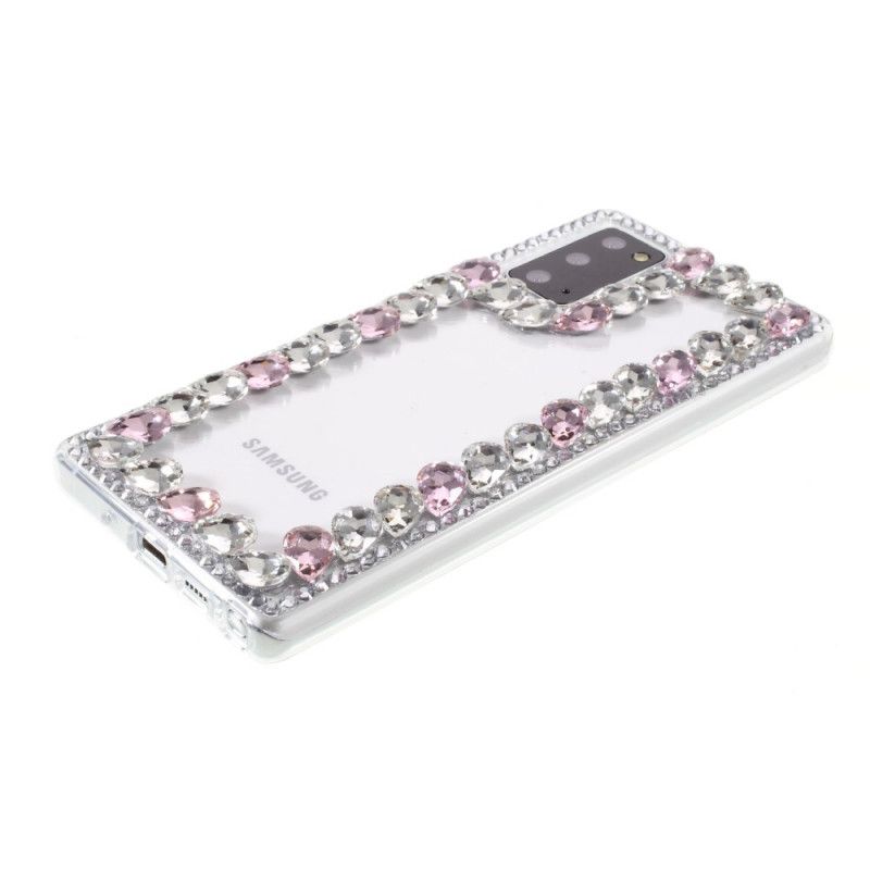 Deksel Samsung Galaxy Note 20 Rød Rhinestone Omriss Anti-fall