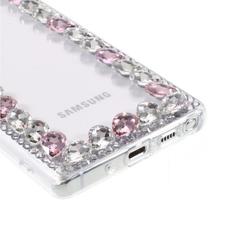 Deksel Samsung Galaxy Note 20 Rød Rhinestone Omriss Anti-fall