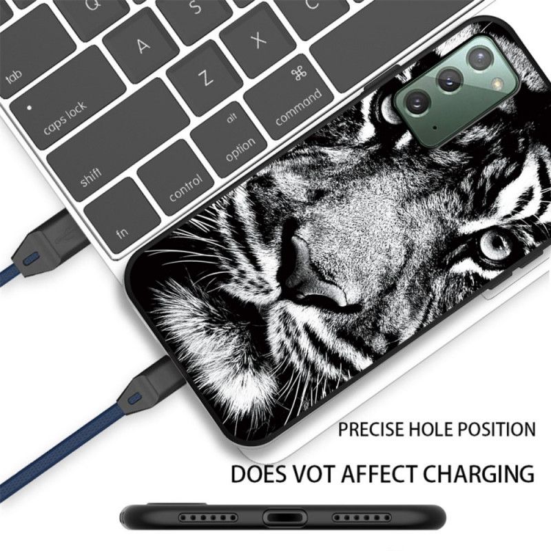 Deksel Samsung Galaxy Note 20 Svart Og Hvit Tiger Beskyttelse