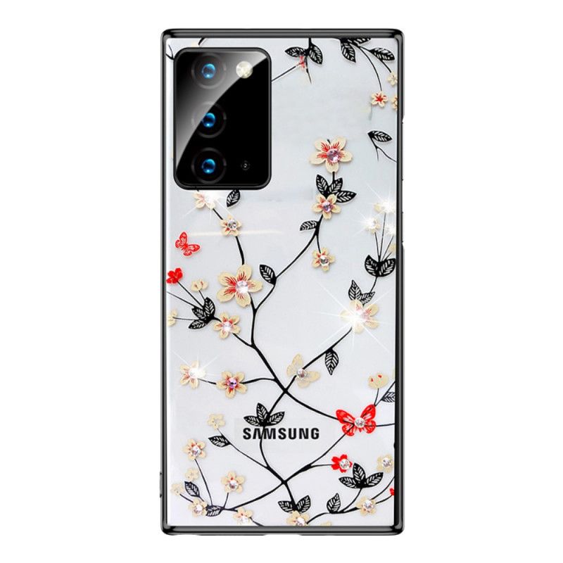 Deksel Samsung Galaxy Note 20 Svart Sulada Blomster Og Metalleffekt