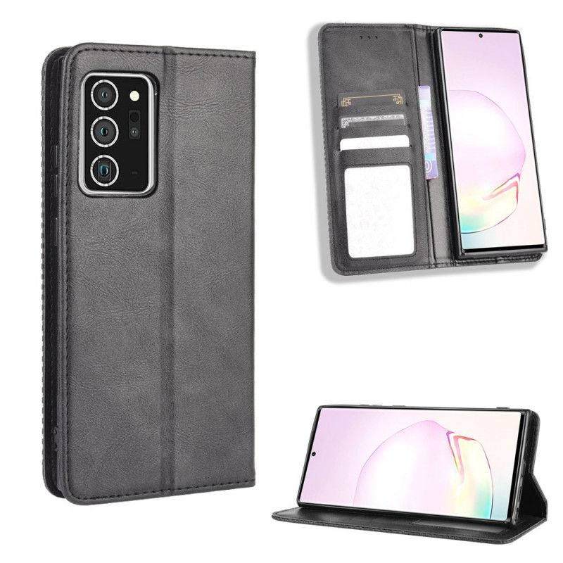 Folio Deksel for Samsung Galaxy Note 20 Svart Stilisert Vintage-Skinneffekt