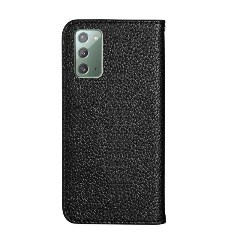 Folio Deksel for Samsung Galaxy Note 20 Svart Ultra Chic Lychee Imitert Skinn