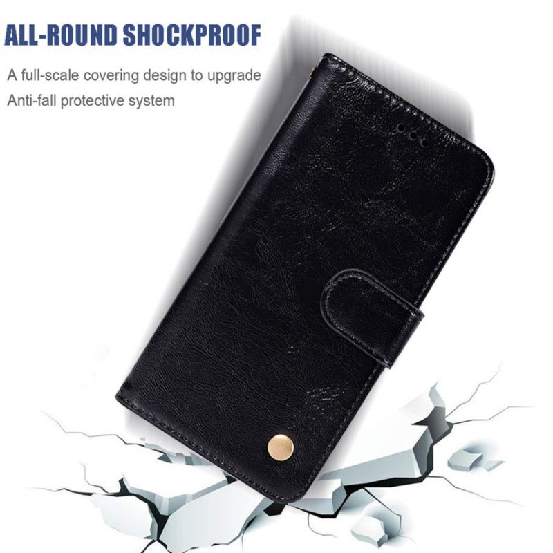 Folio Deksel for Samsung Galaxy Note 20 Svart Vintage Skinneffekt Med Stropp