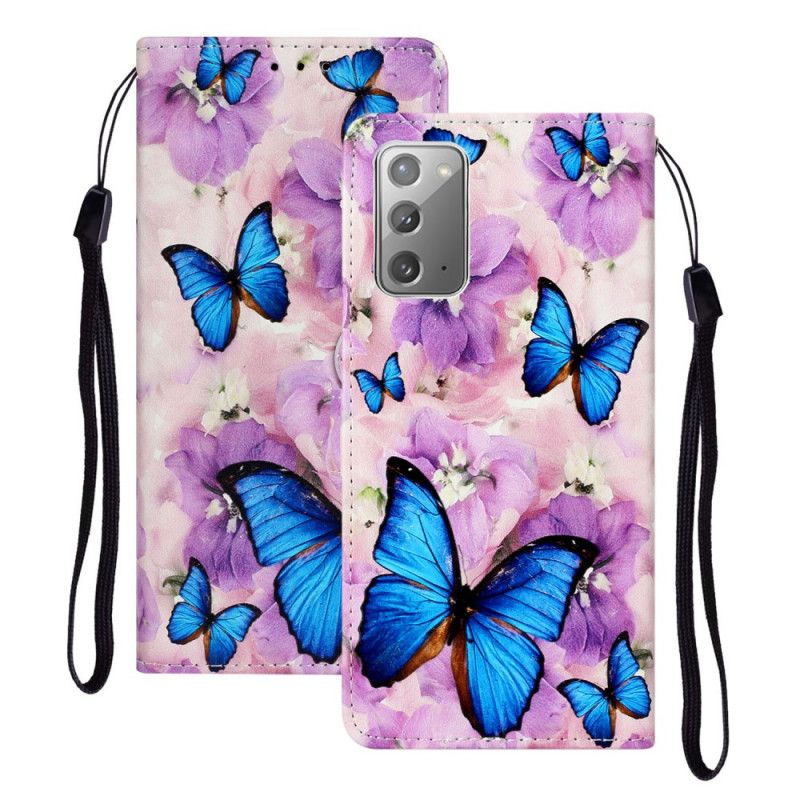 Folio Deksel Samsung Galaxy Note 20 Blomster Sommerfugler