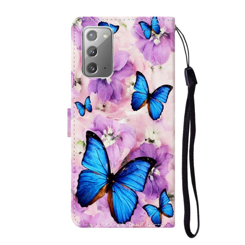 Folio Deksel Samsung Galaxy Note 20 Blomster Sommerfugler