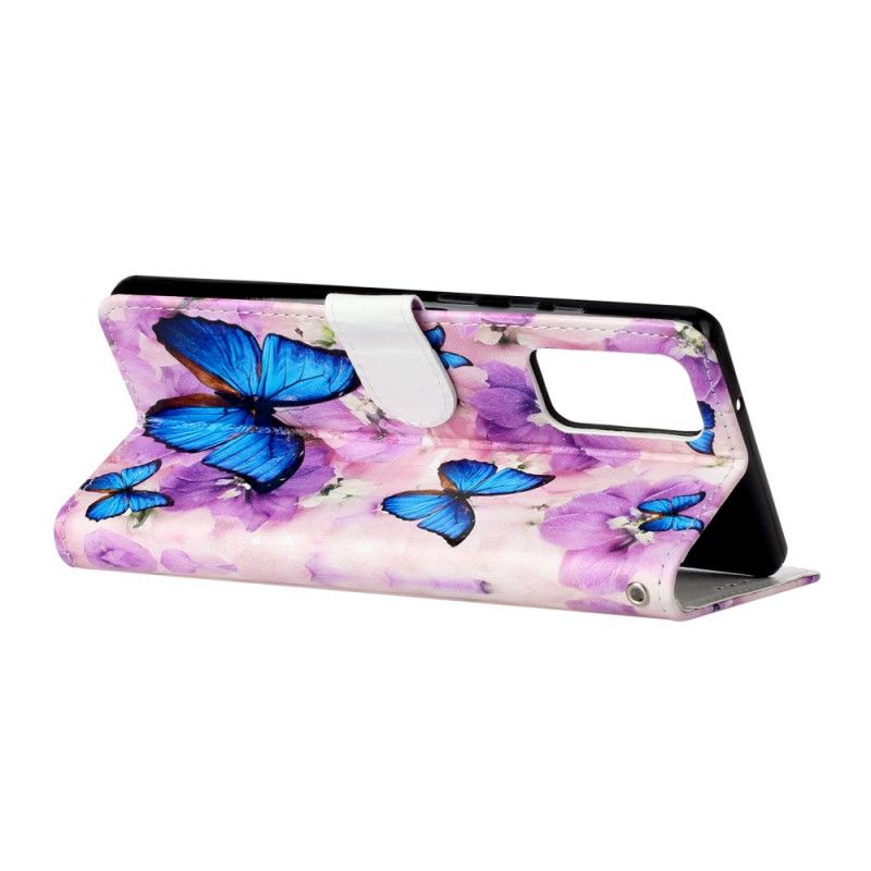 Folio Deksel Samsung Galaxy Note 20 Blomster Sommerfugler