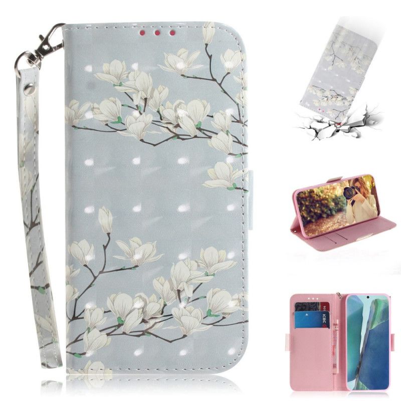 Folio Deksel Samsung Galaxy Note 20 Blomstrende Tre Med Tanga