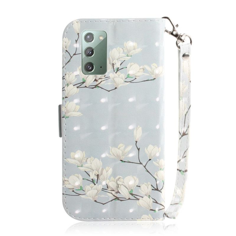 Folio Deksel Samsung Galaxy Note 20 Blomstrende Tre Med Tanga