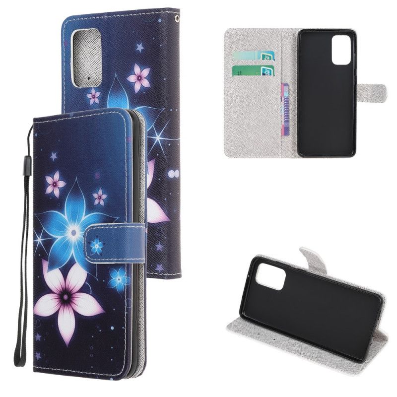 Folio Deksel Samsung Galaxy Note 20 Måneblomster Med Tanga